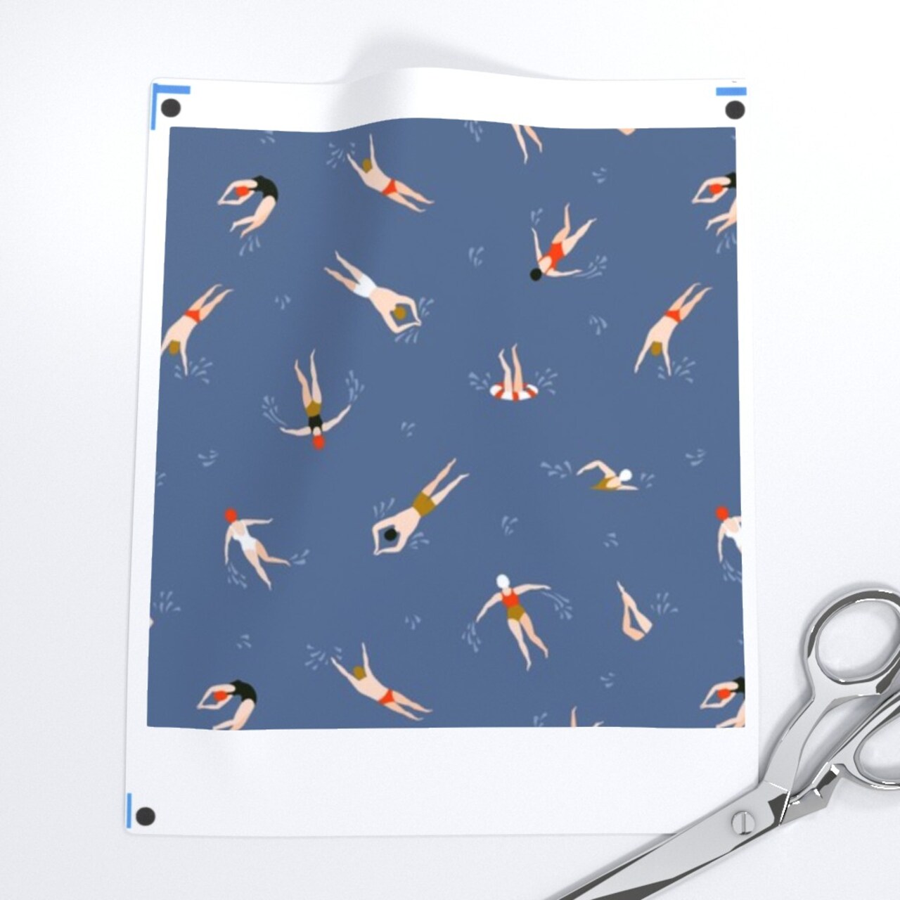 Cute Swimmers Swimming Water Pool Summer Sea Sport Team Nautical Beach Custom Removable Wallpaper by Spoonflower Peel & Stick Wallpaper 2FT Wide